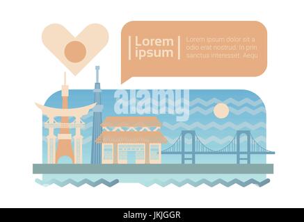 Tokyo Street City Panorama Facade Skyline Cartoon Stock Vector