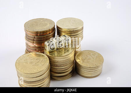 GST wording and gold coins. Stock Photo