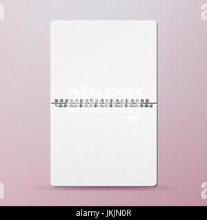 Spiral Empty Notepad Blank Mockup. Template For Advertising Branding, Corporate Identity. Opened Album With White Pages Mockup. Realistic Vector Illustration. Stock Vector