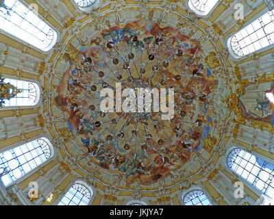 Impressive Frescoes on the Dome Ceiling of Ettal Abbey Church, Garmisch-partenkirchen, Bavaria, Germany Stock Photo