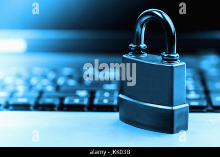 computer and online security with keyboard and padlock Stock Photo
