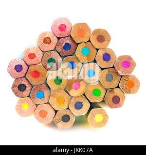 Colored pencils back side at white Stock Photo