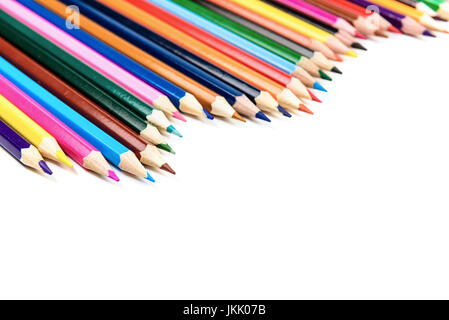 colorful pencils row isolated on white Stock Photo