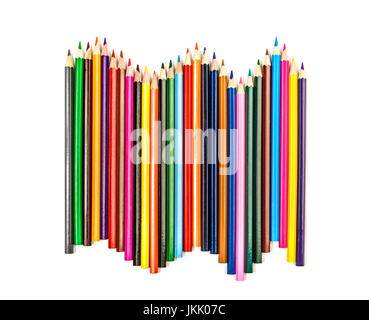 colorful pencils row isolated on white Stock Photo