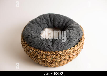 wicker basket isolated on white background Stock Photo