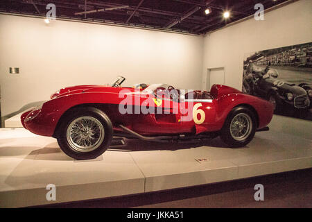 Los Angeles, CA, USA - July 23, 2017: Red 1958 Ferrari 250 TR Spyder displayed at the Petersen Automotive Museum. Editorial use. Stock Photo