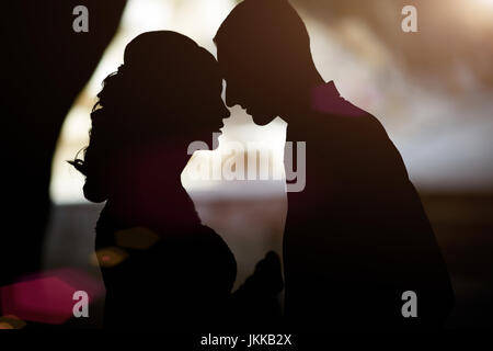 Silhouette of a couple in love Stock Photo