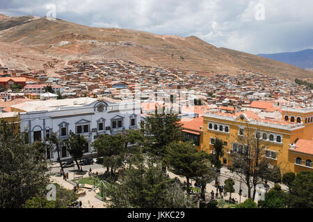 View of Potosi with Cerro Rico in the background. UNESCO world heritage site. Bolivia, South America Stock Photo