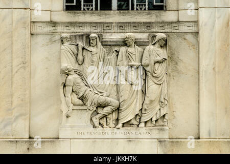 The Tragedie of Julius Caesar, Scenes from Shakespeare Sculpture, Folger Shakespeare Library, Capitol Hill, Washington DC Stock Photo