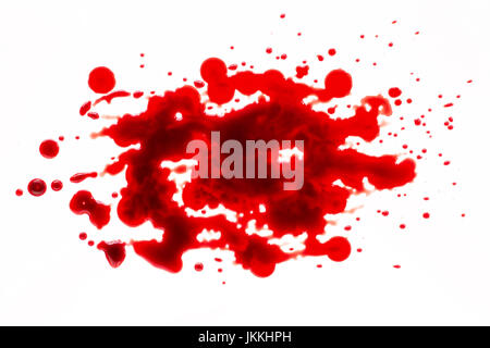 Blood splatter. Isolated on white background Stock Photo
