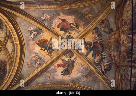 Italy, Florence - December 24 2016: the view of the Frescoes on ceiling in San Lorenzo Church inside Florence Charterhouse church. Certosa di Galluzzo Stock Photo