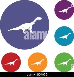 Titanosaurus dinosaur icons set Stock Vector