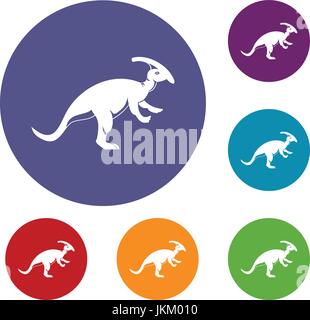 Parazavrolofus icons set Stock Vector
