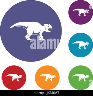 Ceratopsians dinosaur icons set Stock Vector