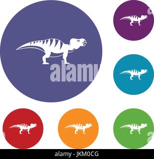 Hadrosaurid dinosaur icons set Stock Vector