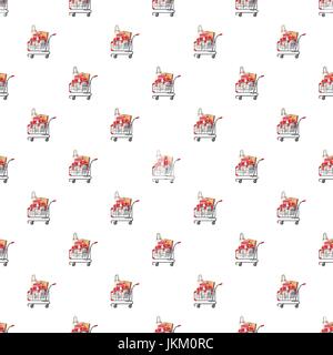 Cart on wheels with shopping pattern Stock Vector