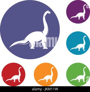 Brachiosaurus dinosaur icons set Stock Vector