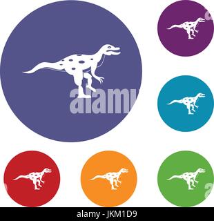 Ornithopod dinosaur icons set Stock Vector