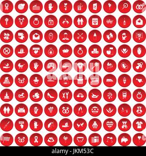 100 love icons set red Stock Vector