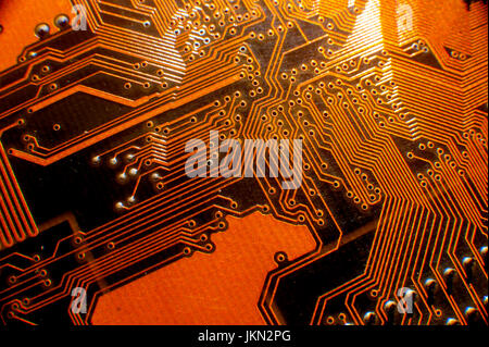 Computer motherboard macro detail circuit components Stock Photo