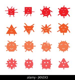 aliens geometric mascot several shape emoticon cartoon logo,vector Illustration EPS10 Stock Vector