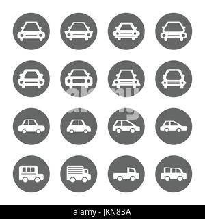 car icons set,white on circle grey shape,vector Illustration EPS10 Stock Vector