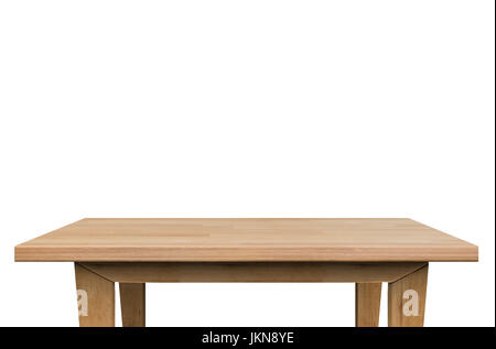 empty wooden table on white background Stock Photo