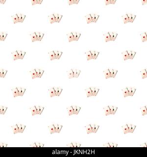 Three aces playing cards pattern seamless repeat in cartoon style vector illustration Stock Vector