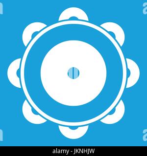 Tambourine icon white isolated on blue background vector illustration Stock Vector