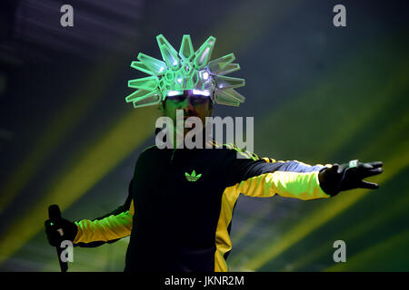 Ostrava, Czech Republic. 22nd July, 2017. Singer Jay Kay of the British music band Jamiroquai performs during the Colours of Ostrava music festival in Ostrava, Czech Republic, on July 22, 2017. Credit: Jaroslav Ozana/CTK Photo/Alamy Live News Stock Photo