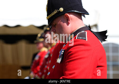 Builth Wells, Wales, UK. 24th July, 2017. Royal Welsh Show: Members of the band of the Royal Welsh regiment at the opening day of the largest four day agricultural show in Wales. Photo Steven May / Alamy Live News