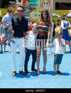 Doug Mclaughlin, Lydia McLaughlin, kids at arrivals for THE EMOJI MOVIE Premiere, Regency Village Theatre, Los Angeles, CA July 23, 2017. Photo By: Priscilla Grant/Everett Collection Stock Photo