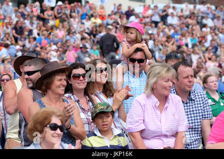 Royal Welsh Show, Builth Wells, Wales - July 2017 - Large crowds applaud the events in the main show arena at the Royal Welsh Show on the opening day of the largest four day agricultural show in Europe. Credit: Steven May/Alamy Live News Stock Photo