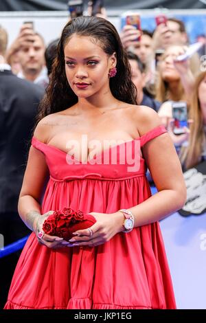 Rihanna arrives on the Blue Carpet at Cineworld Leicester Square for the European Premiere of Valerian and the City of a Thousand Planets on 24th July 2017 Stock Photo