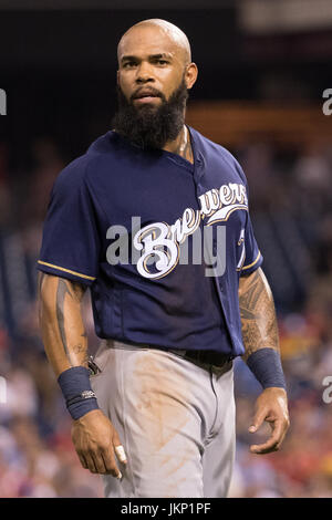 Milwaukee Brewers' Eric Thames looks on during the eighth inning of a  baseball game against the Pittsburgh Pirates Saturday, Sept. 21, 2019, in  Milwaukee. (AP Photo/Aaron Gash Stock Photo - Alamy