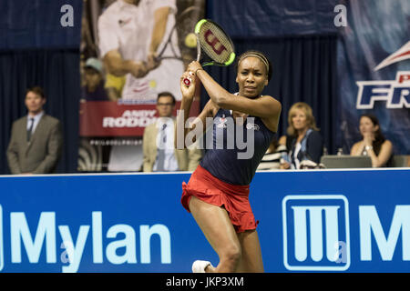 Philadelphia, Pennsylvania, USA. 24th July, 2017. Tennis legend, VENUS WILLIAMS, in action against the Philadelphia Freedoms at St. Joseph's Hagen Arena in Philadelphia PA. Credit: Ricky Fitchett/ZUMA Wire/Alamy Live News Stock Photo