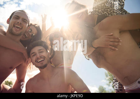 Group of young people on the beach Stock Photo