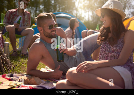 Flirting with such a beautiful girl Stock Photo