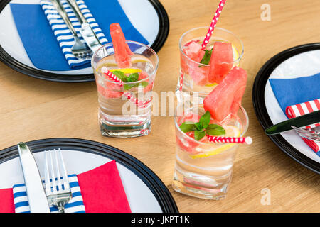 Summer garden party table setting Stock Photo