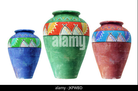 Flower Pots on White Background Stock Photo