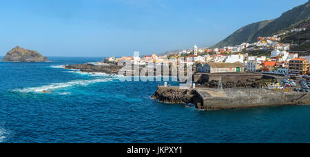 Garachico village viewed from the Mirador del Emigrante, Tenerife, Spain Stock Photo