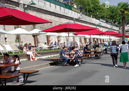 Paris Plages, Paris Beaches, summer festival, Voie Georges Pompidou, Seine embankment Stock Photo
