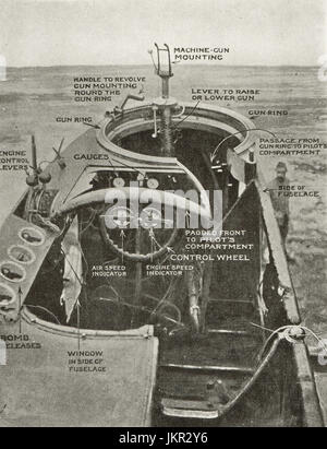 Cockpit controls, German Gotha Bomber brought down by Georges Guynemer, French pilot ace,1917 Stock Photo