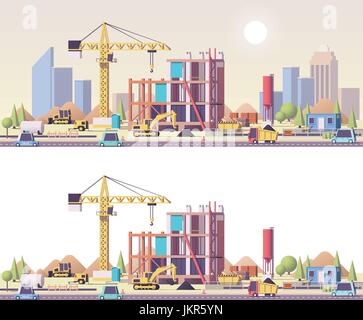 Vector low poly construction site Stock Vector