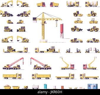 Vector low poly construction machinery Stock Vector