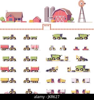 Vector low poly agricultural machinery Stock Vector