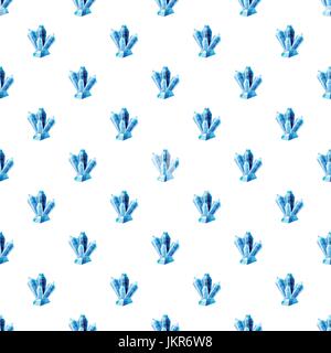 Blue crystals pattern seamless repeat in cartoon style vector illustration Stock Vector