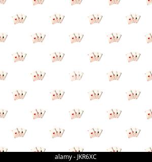 Three aces playing cards pattern seamless repeat in cartoon style vector illustration Stock Vector