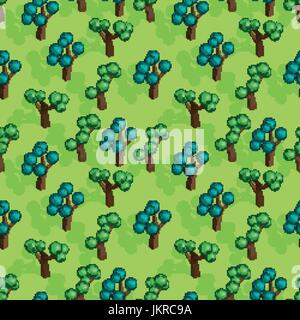 Seamless pattern with isometric trees Stock Vector