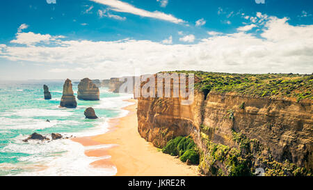 Twelve Apostles scenic coastal view at Castle Rock in pacific ocean in Victoria, Australia Stock Photo